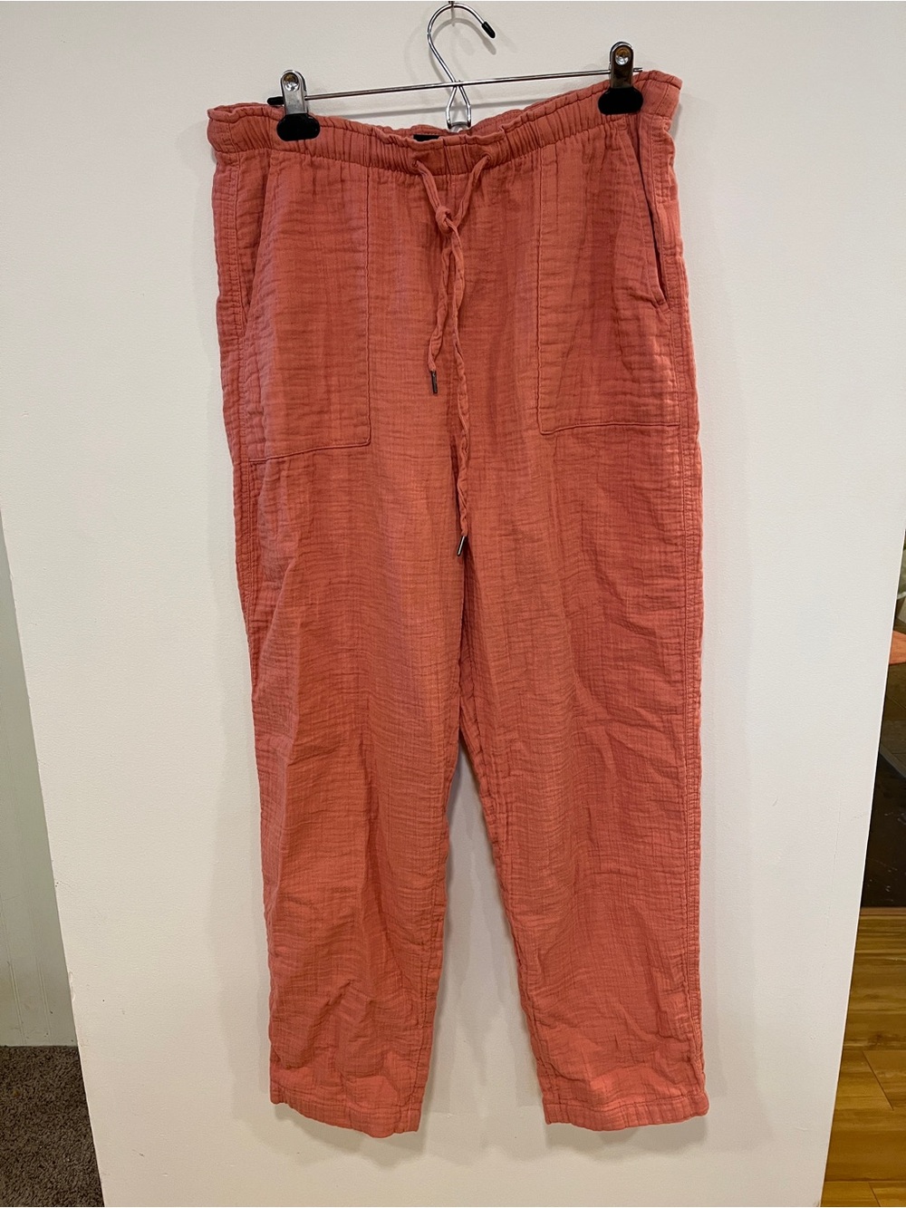 GAP Womens Large tall cotton gauze pants in Coral salmon
